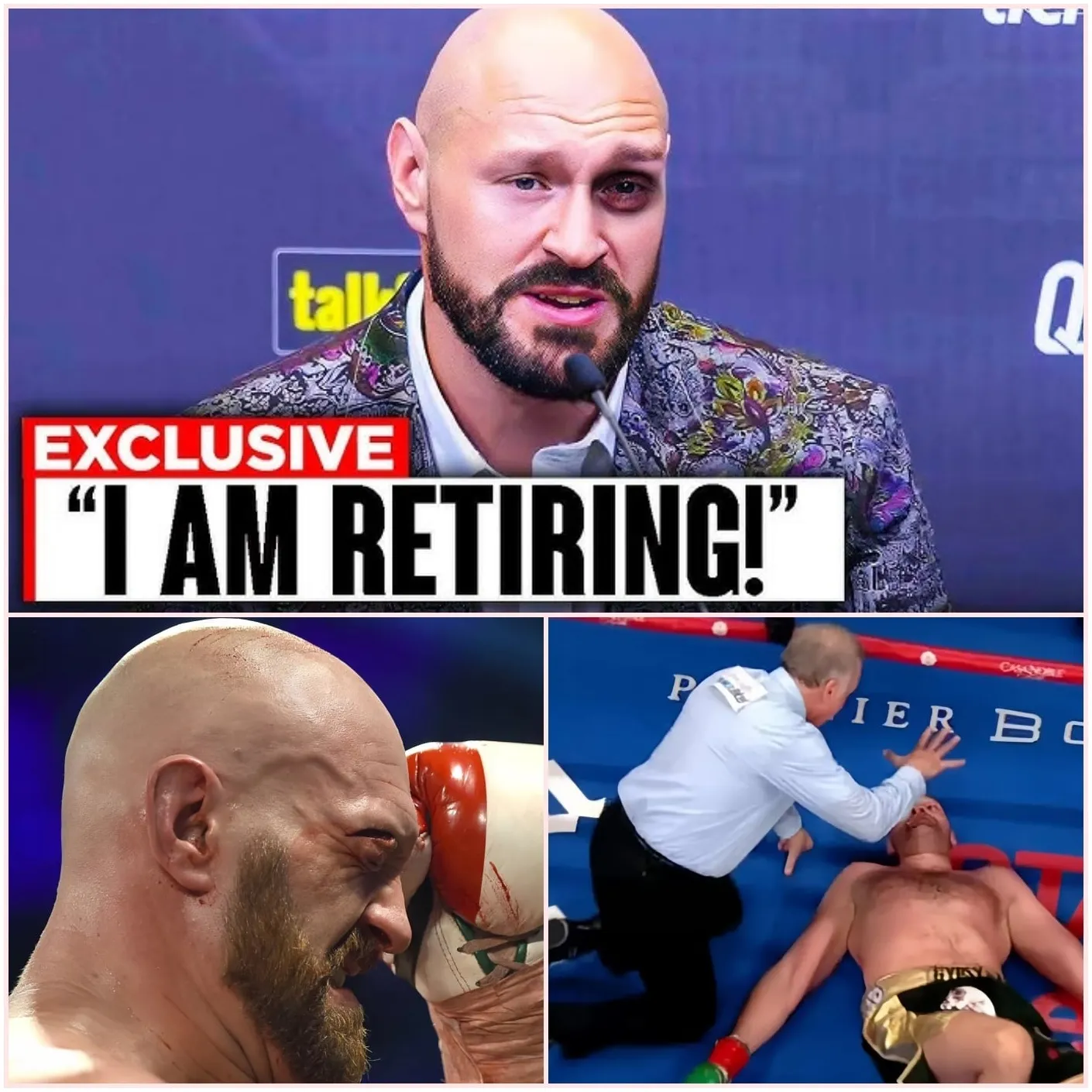 Cover Image for “I’M DONE” Tyson Fury ANNOUNCES He Will Retire And Never Return To Boxing After Oleksandr Usyk Scores A Second-Round Knockout And Losing A $35 Million Prize.