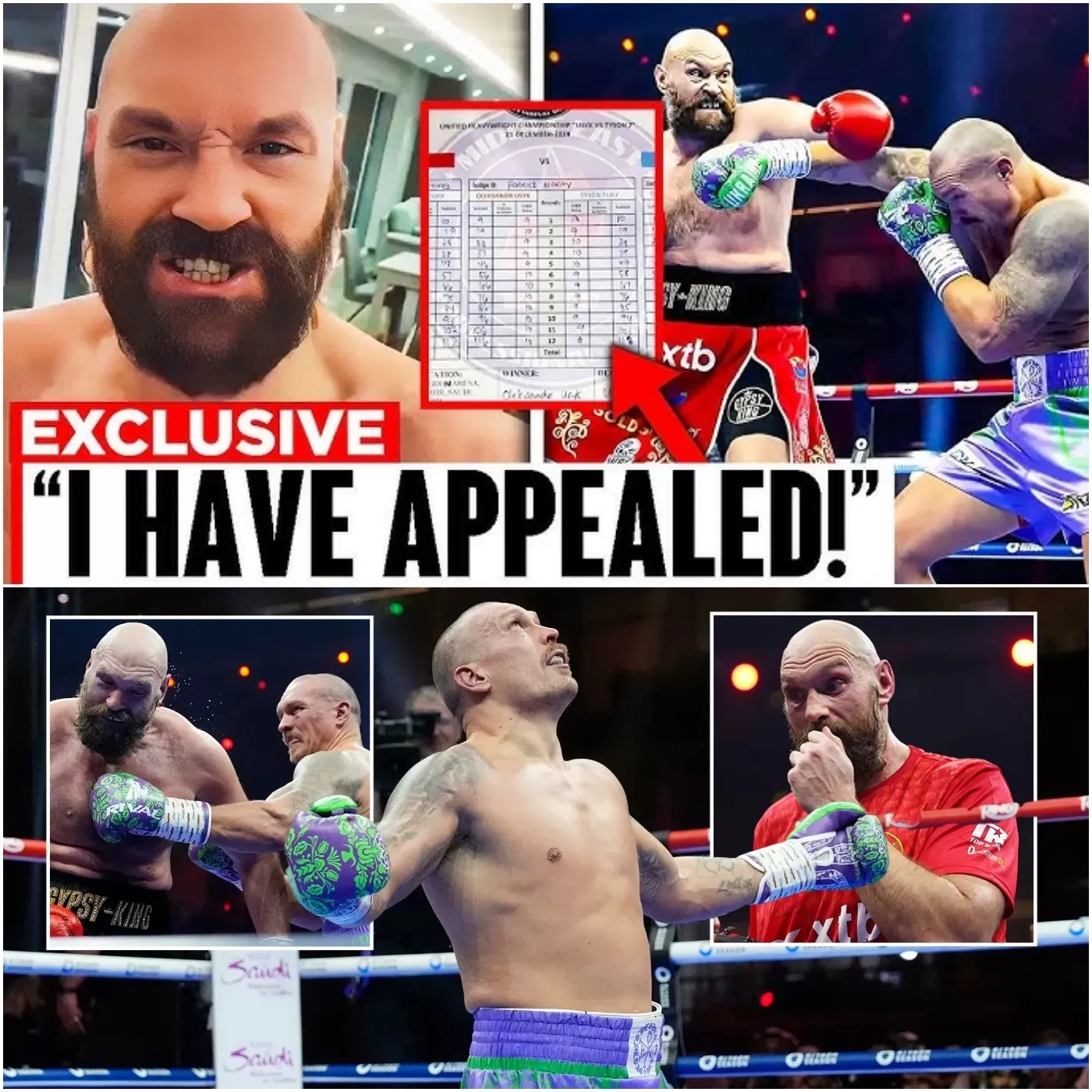 Cover Image for Breaking News: Tyson Fury Officially Files an Appeal Challenging His Controversial Loss in the Highly Anticipated Rematch Against Oleksandr Usyk!