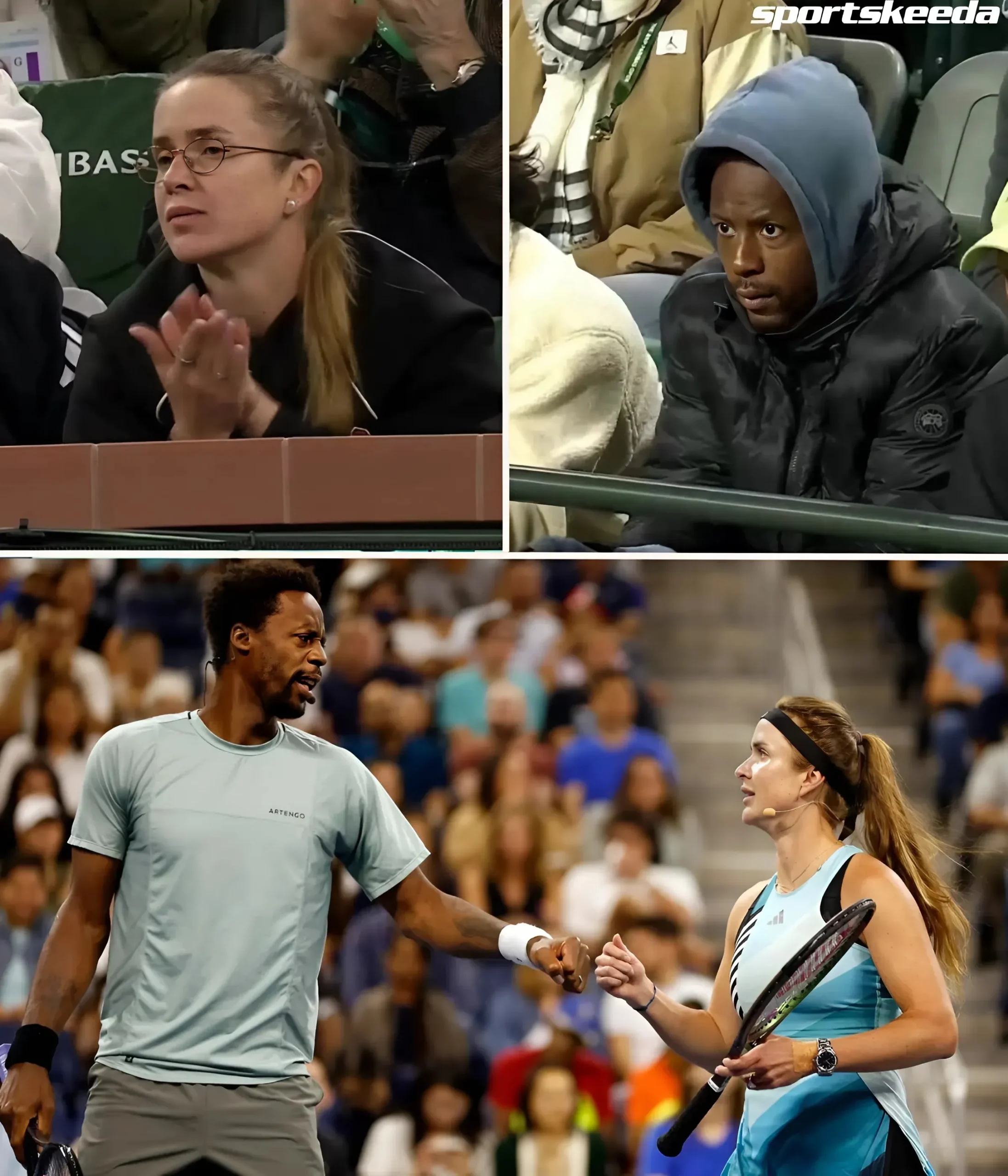 Cover Image for Mein Gott, ein starkes Paar erschüttert die Tenniswelt! Gael Monfils und Elina Svitolina, zwei flammende Sterne, ‘entzünden’ gemeinsam die Tribünen von Indian Wells, während sie die Schläge ihres Partners bestaunen, die ihre Rivalen erzittern lassen – eine Demonstration von Liebe und Talent, die man nicht übersehen kann! 🥰